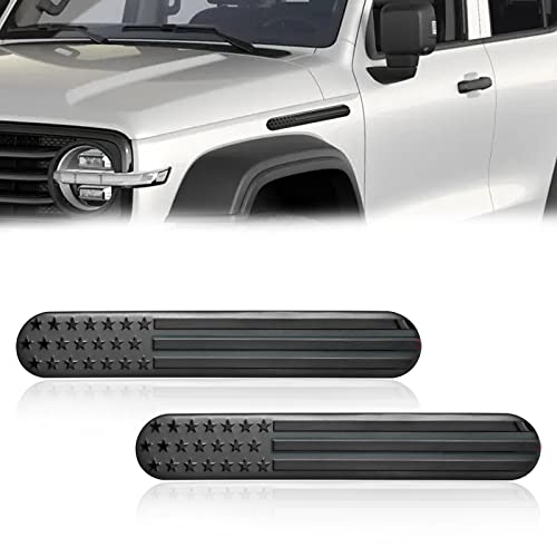2Pcs Black Metal American Flag Auto Fender Emblem Sticker J2733