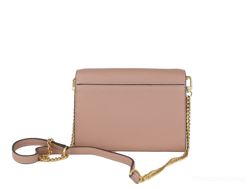Pink Pebbled Leather Chain Crossbody Bag E523183