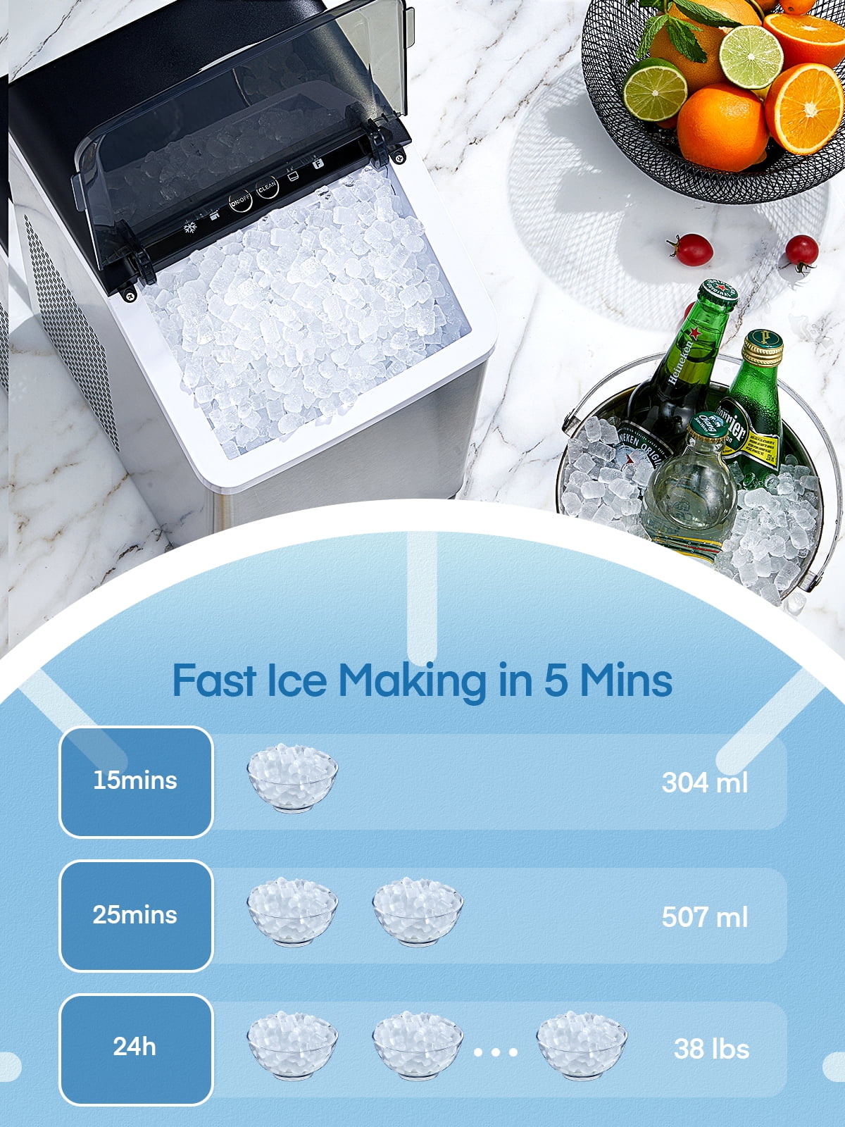 Stainless Steel Countertop Pellet Ice Maker C71598
