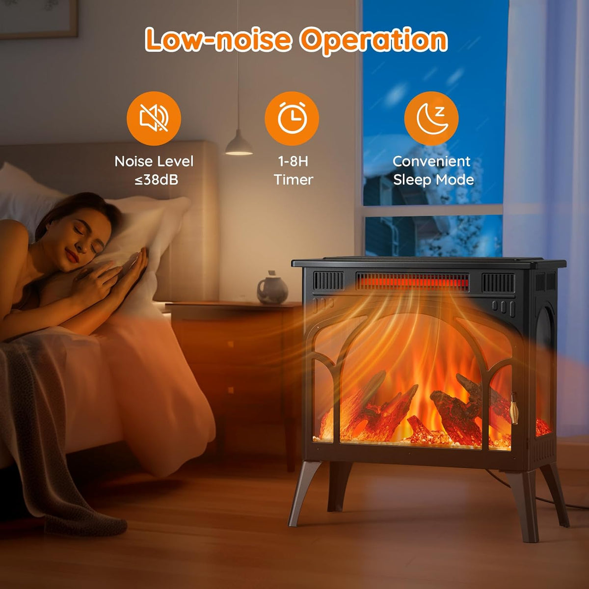 1500W Infrared Electric Fireplace Heater with 3D Flame Effect X759