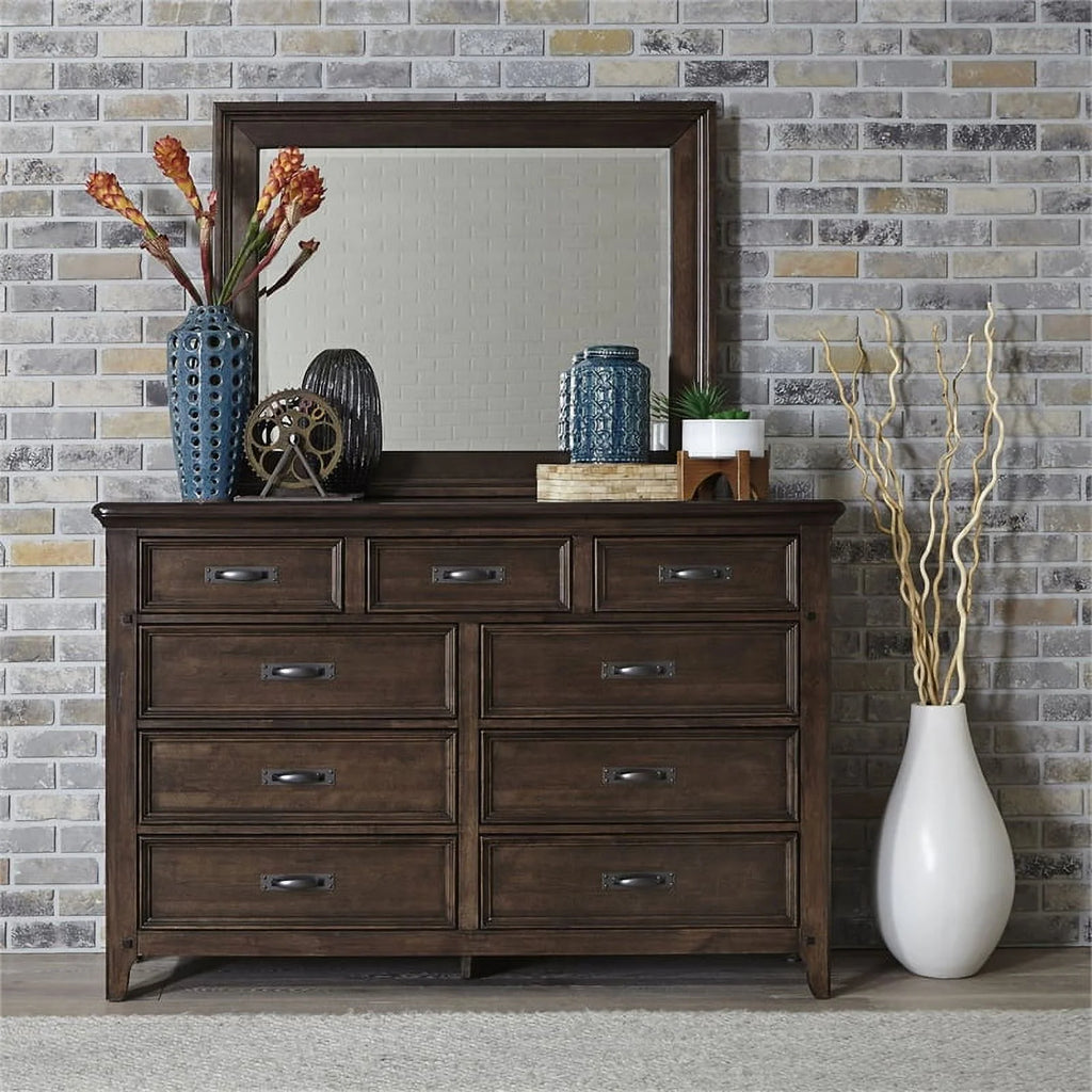 Queen Panel Bed and 9 Drawer Dresser G18072