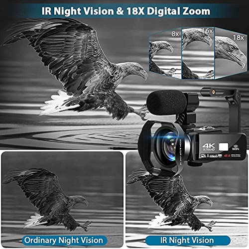 4K 48MP Camcorder with 3" Touch Screen, 2 Batteries, 32GB Card Z65056
