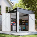 Black Galvanized Steel Triple Doors Lean to Shed K7156