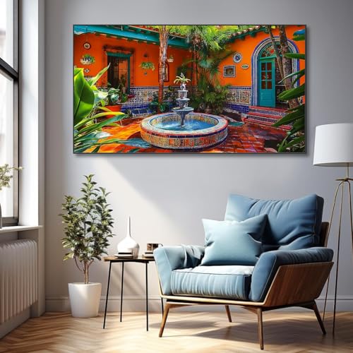 Gold Metal Framed 36x20 inch Large Abstract Canvas Wall Art P989