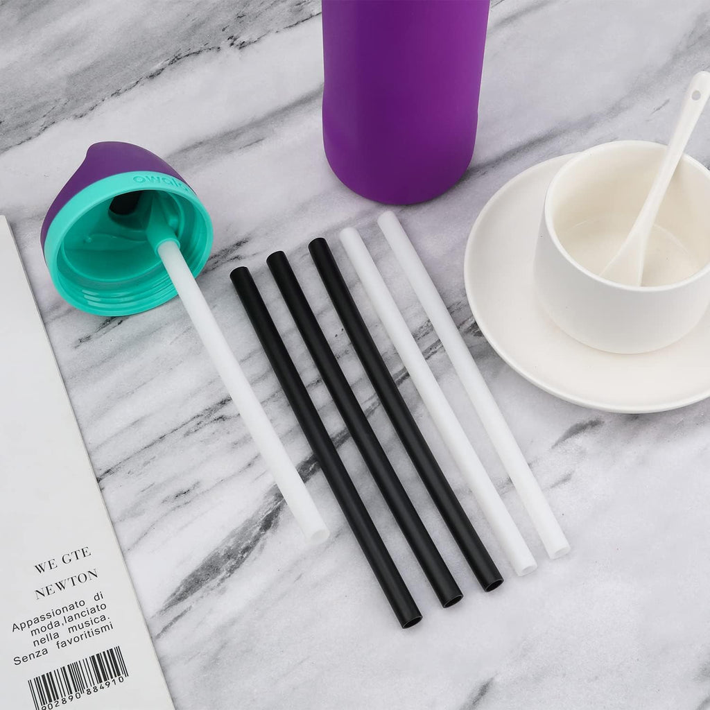 6pcs Reusable Plastic Straws with Cleaning Brush for 24 oz Water Bottle I808