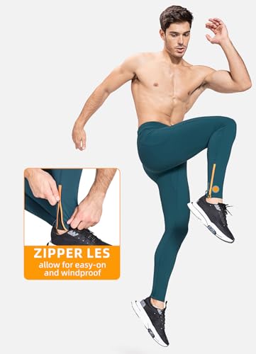 Men's Thermal Fleece Running Tights with Zipper Pockets T71131