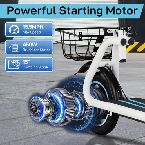Foldable Electric Scooter with 12" Pneumatic Tire, Seat, Wide Deck, Dual Disc Brake F505963