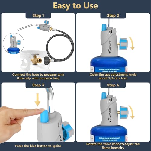 Propane Torch Head with Igniter, Trigger Start, 5FT Hose, Self Ignition, Flame Adjustable Valve M101