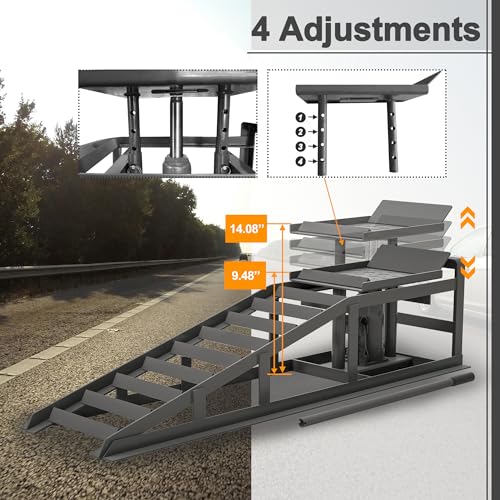 2 Pack Hydraulic Car Ramps 5T 10000lbs Low Profile Lift Height 11.61-16.21 Inches J584157
