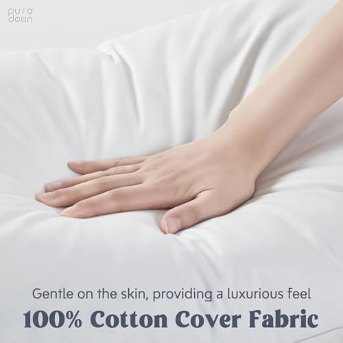 Set of 2 King Size Goose Feathers and Down White Pillows with Cotton Cover J8085
