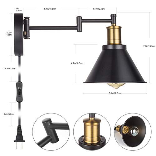 Bronze and Black Swing Arm Wall Lamp with On/Off Switch B669801