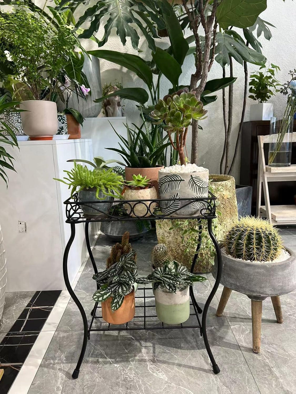 18.7'' Tall Rectangular Metal Plant Stand Black F958