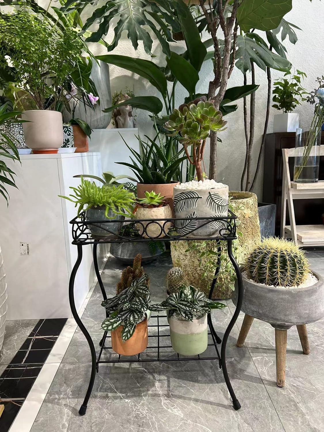 18.7'' Tall Rectangular Metal Plant Stand Black F958