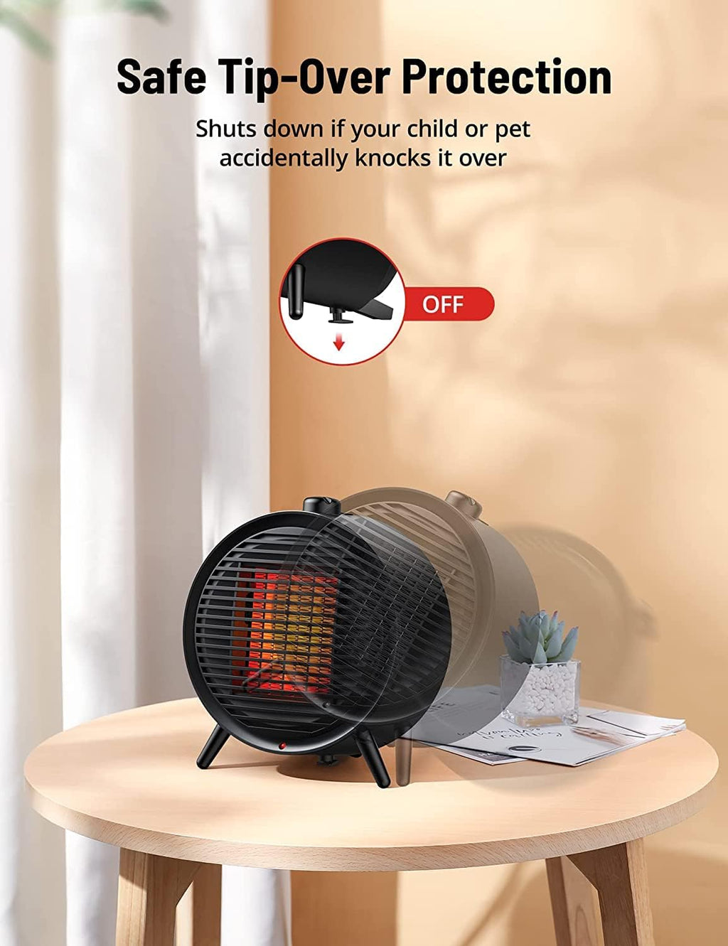 1500W PTC Ceramic Space Heater with Thermostat Y96709