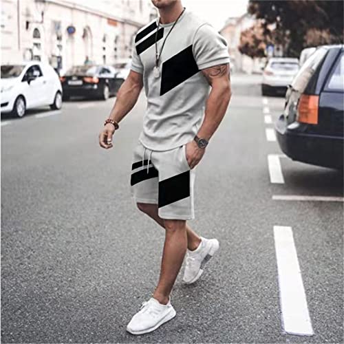 Mens Short Sets 2 Piece Outfits Summer Tracksuits Short Sleeve Tshirts and Shorts A4775