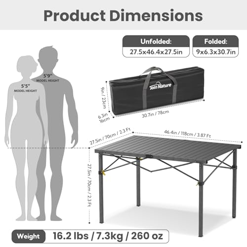 Natural Aluminum Roll-Up Camping Table with Carry Bag R390365