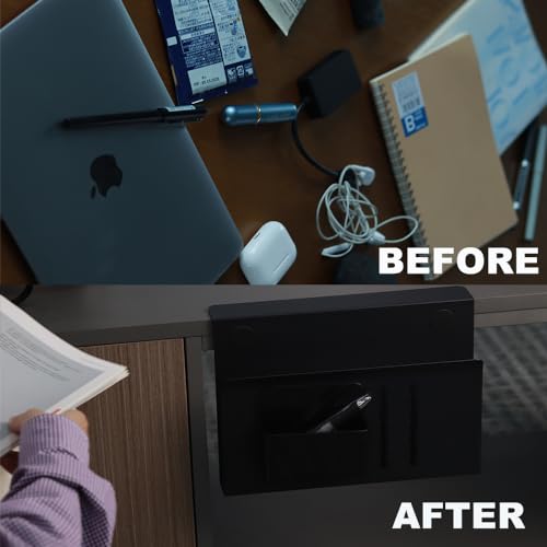 Black Clamp On Under Desk Laptop Holder with Magnetic Pen Holder A96706