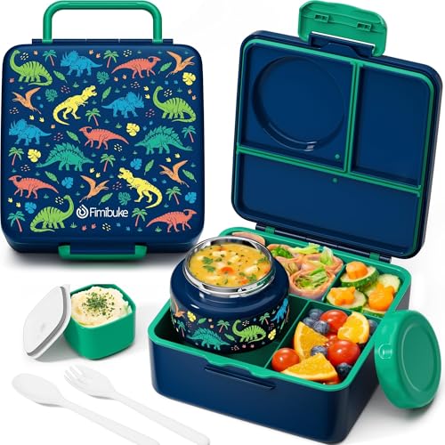 3-4 Compartment 60OZ Bento Box with Leakproof 8OZ Insulated Food Jar I550