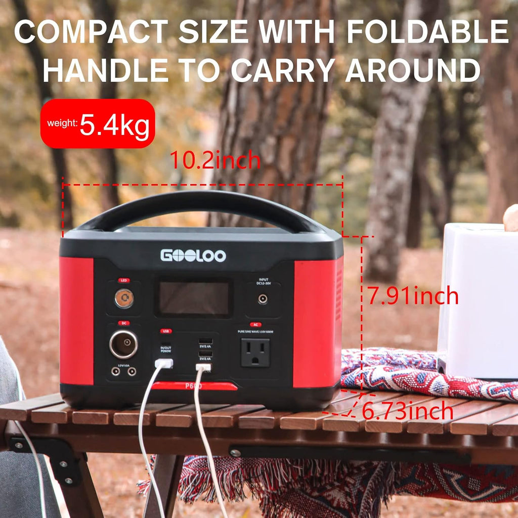 Portable Power Station 626Wh 600W AC Outlets Lithium Battery A6340