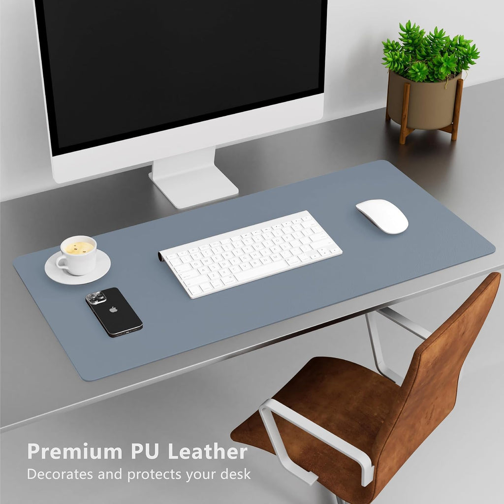 Azure Blue 35.4''x16.9'' Waterproof PU Leather Desk Pad P658