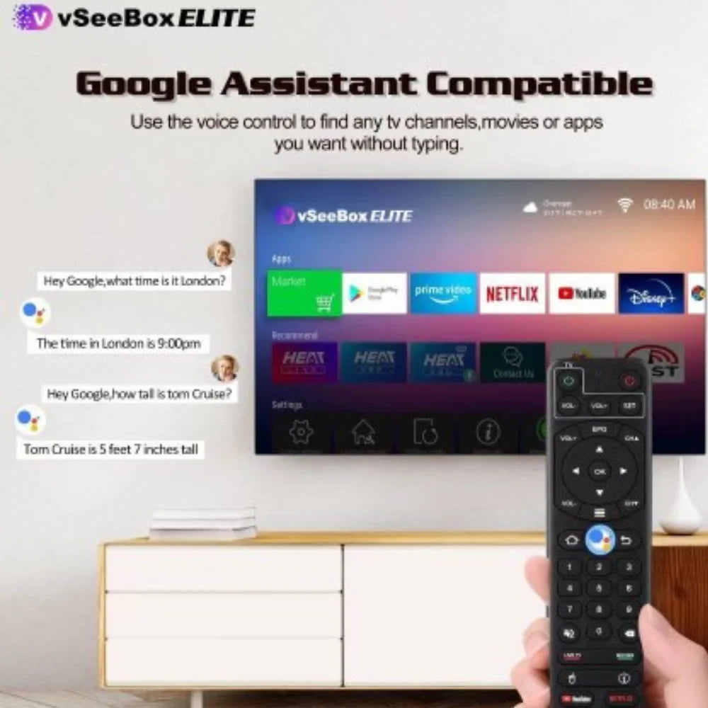 Smart Android TV Box with Voice Remote Control, Backlit Mini Keyboard and 8K HDMI Cable (4G RAM+ 128G ROM) K2533