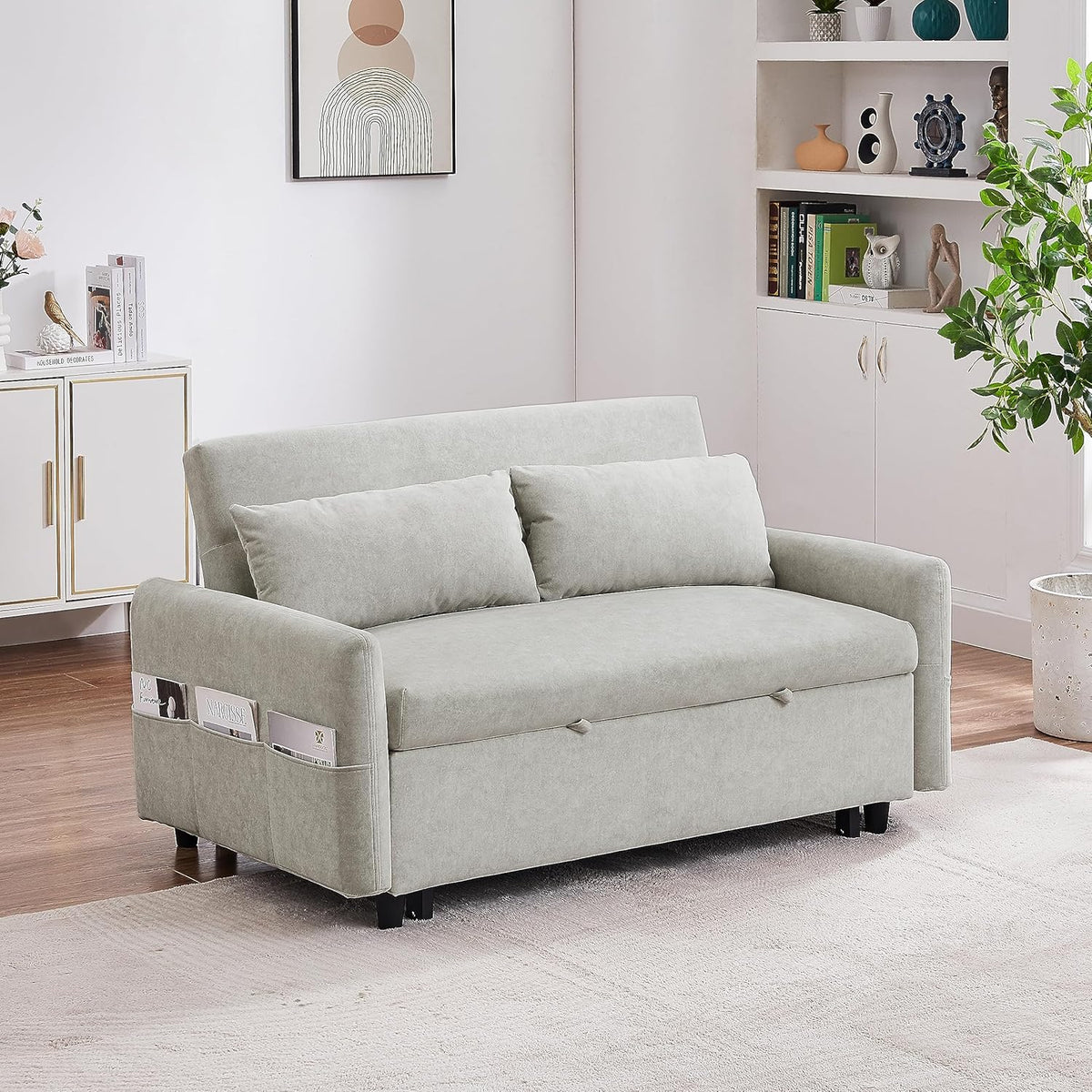 Beige Sleeper Sofa with Pull Out Bed T26423