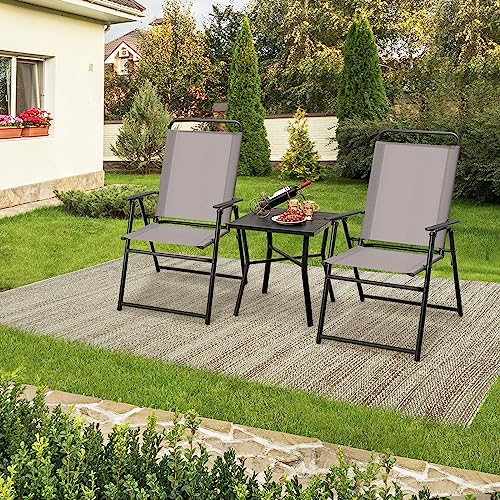 Portable Folding Chairs with Metal Frame & Armrest (4) I1681