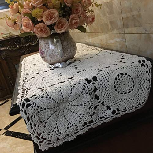 2pcs 100% Cotton Crochet Lace Rectangular Table Runner Ecru White 11 Inch X23 Inch I1862