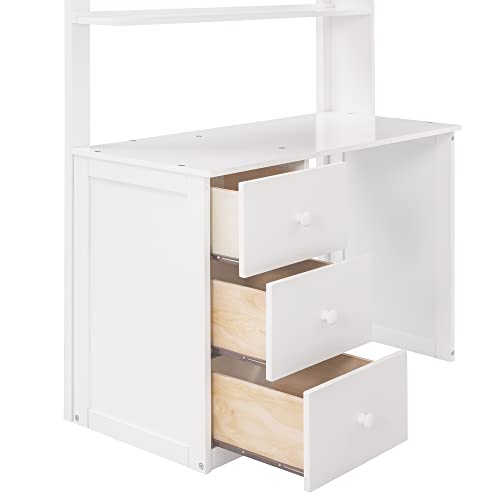 Full Loft Bed with Desk, Wood, Storage Drawers, Wardrobe and Shelf, Espresso R463950