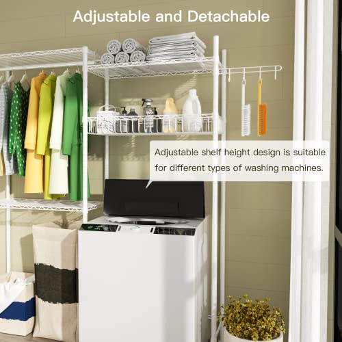 3 Tier Adjustable Height Storage Shelf with Wire Basket and 2 Hooks F236172