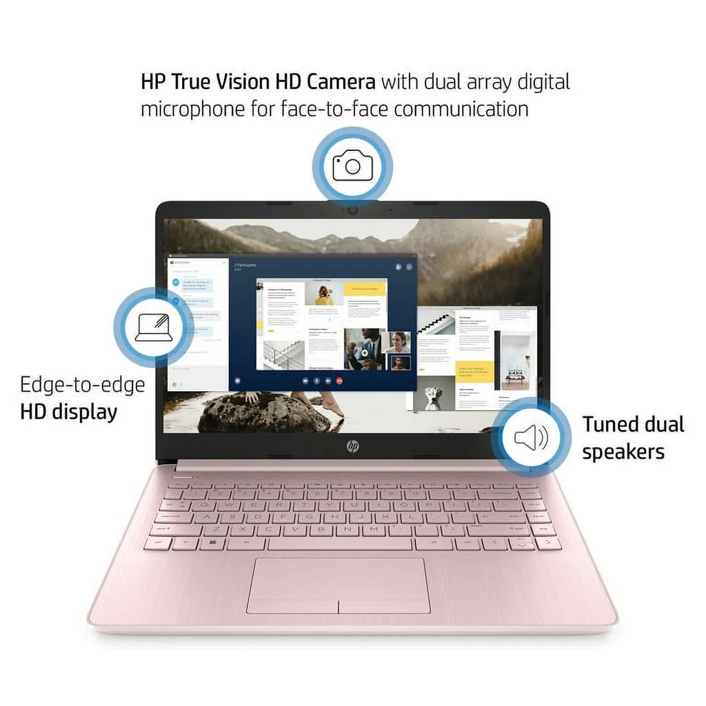 14" Ultral Light Laptop Intel Celeron Quad-Core N4120 16GB RAM 64GB eMMC Pink X862