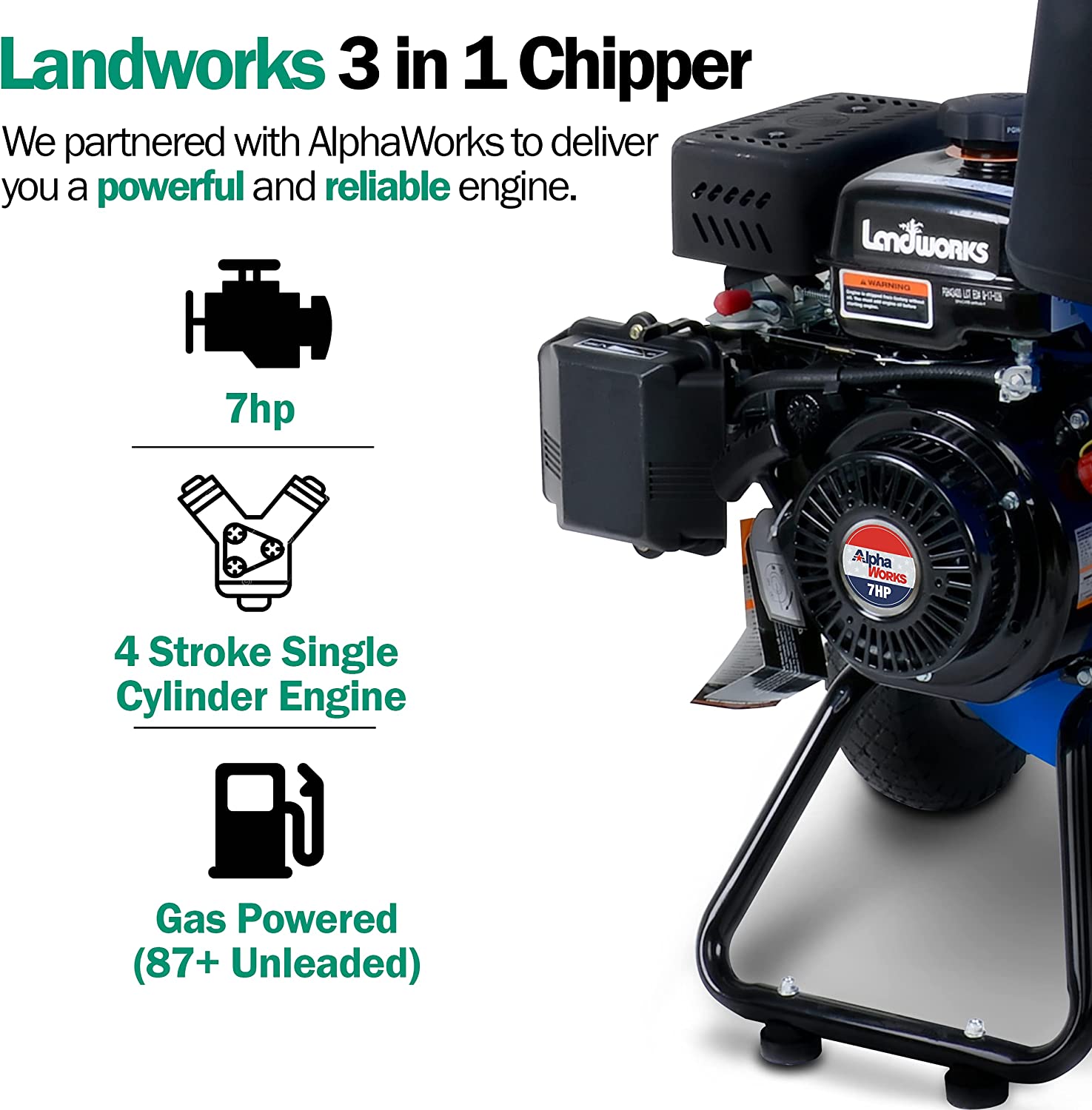 7HP 212CC Gas Wood Chipper Shredder Mulcher B521818