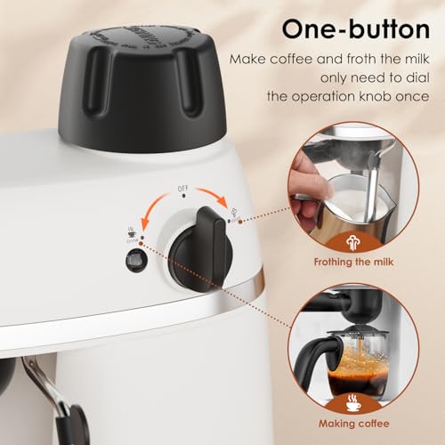 Black 3.5 Bar Espresso Cappuccino Machine with Milk Frother, 800W Y8307