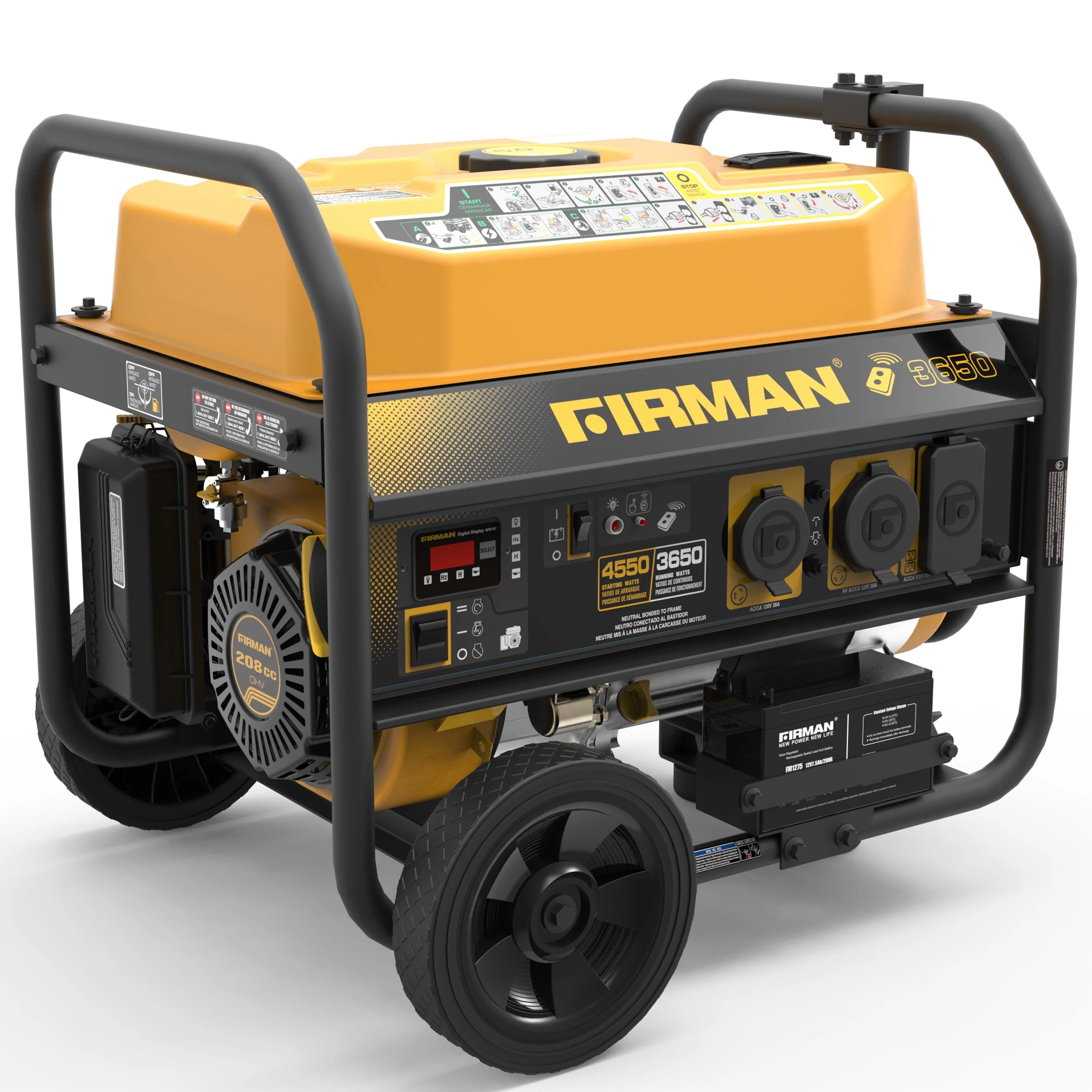 Gas Powered 4550-3650W Portable Generator with Wheel Kit W767