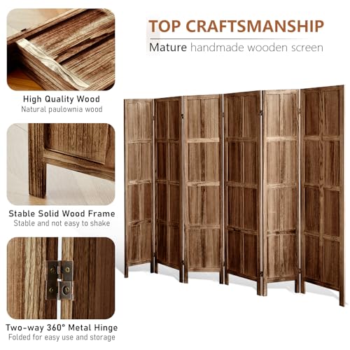 Wood 4 Panel Room Divider, 5.6 FT Tall Folding Privacy Screen G498236