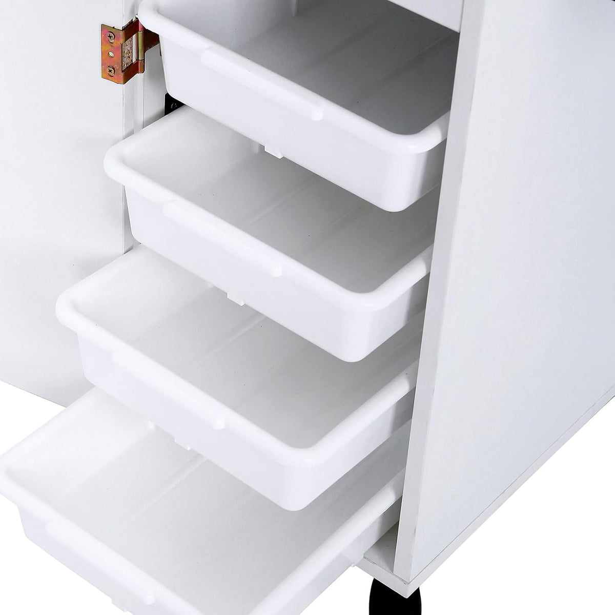 Rolling Hair Salon Storage Cart with Wheels & 3 Hair Dryer Holders & Drawers & Lock L10125