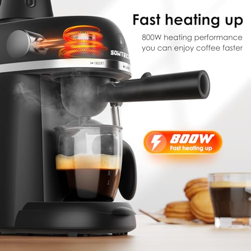 Black 3.5 Bar Espresso Cappuccino Machine with Milk Frother, 800W Y8307