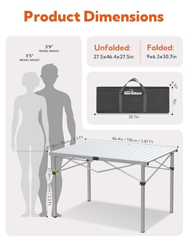 Natural Aluminum Roll-Up Camping Table with Carry Bag R390365