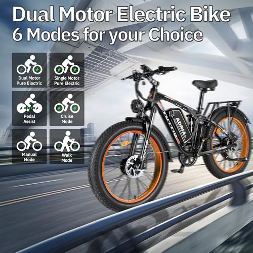 52V 30AH 26" Fat Tire Full Suspension Electric Mountain Bike L14695