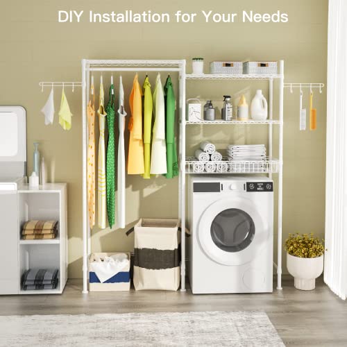 3 Tier Adjustable Height Storage Shelf with Wire Basket and 2 Hooks F236172