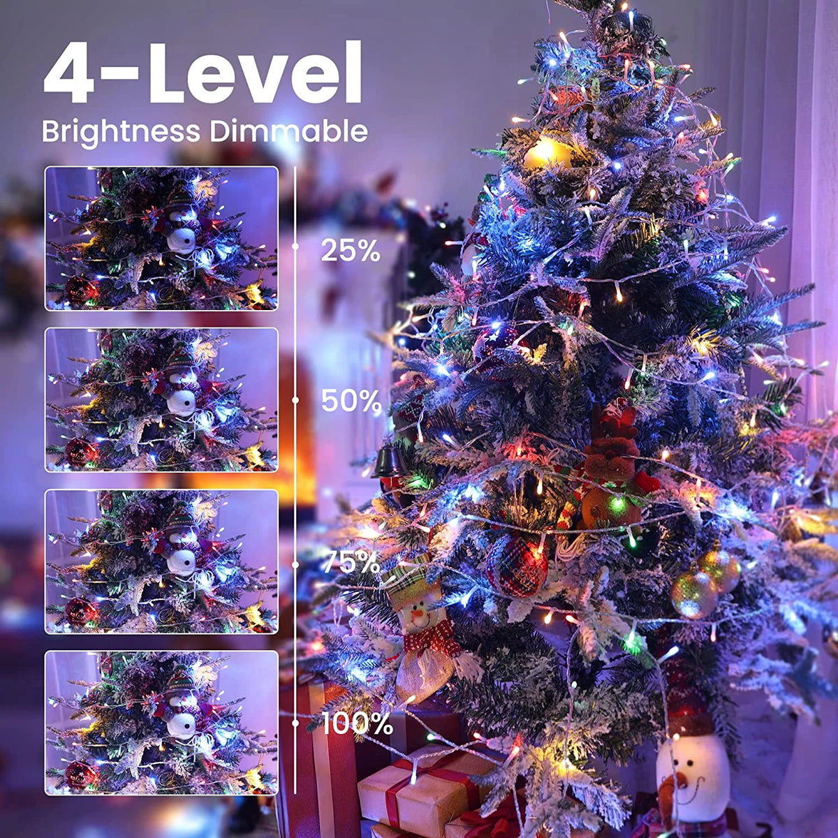 200 LED Warm White Multicolor Christmas String Lights with Remote E745588