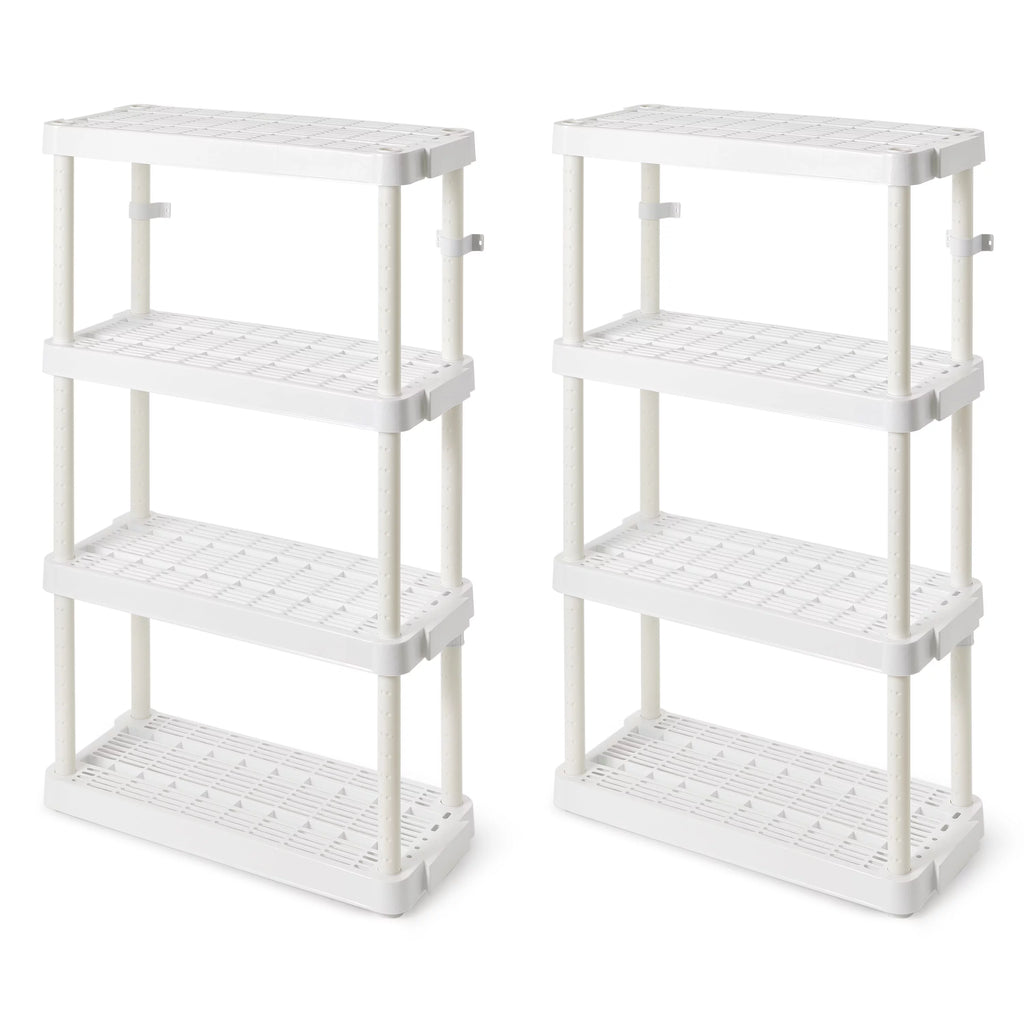 White 4 Shelf Adjustable Height Storage Unit (2 Pack) N86692