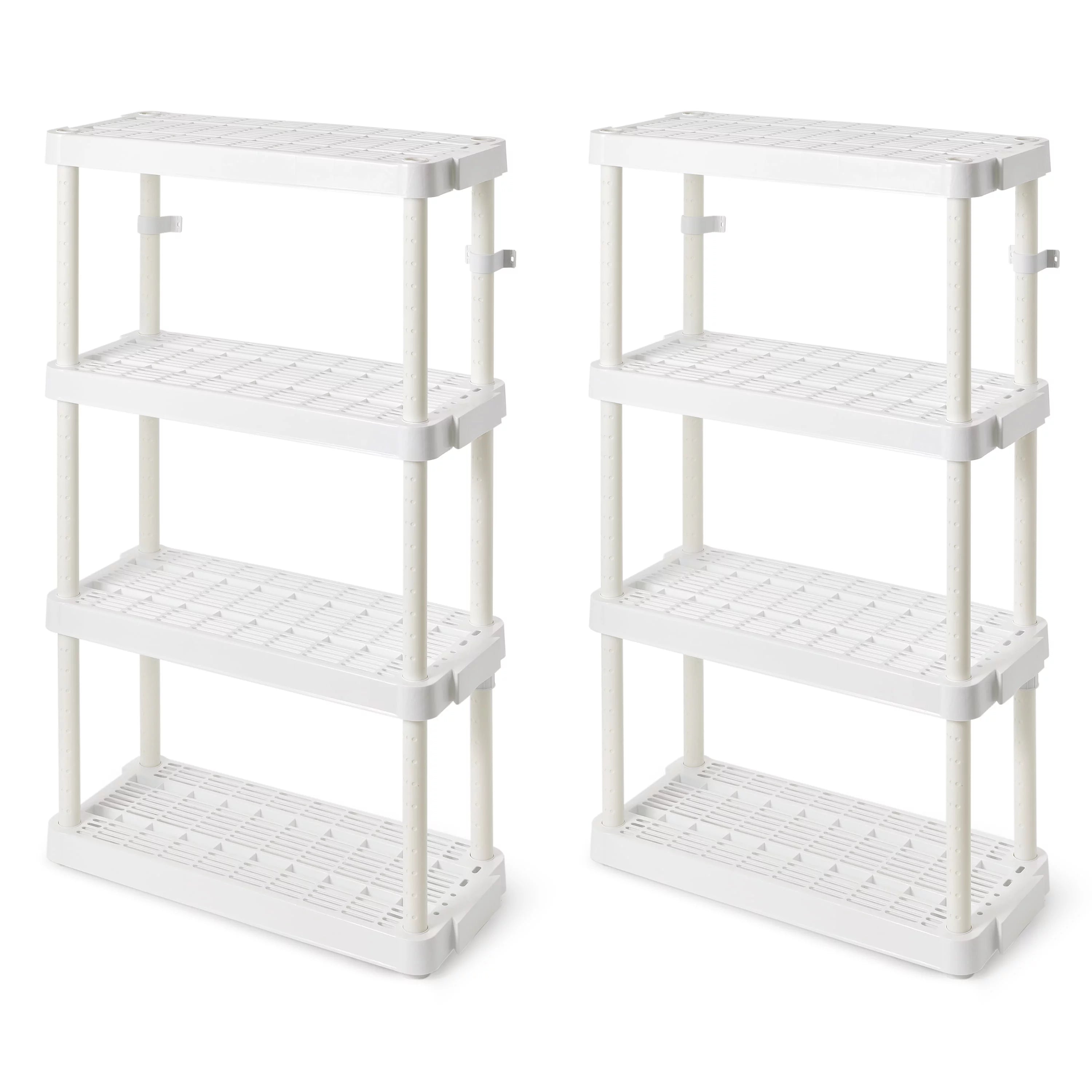 White 4 Shelf Adjustable Height Storage Unit (2 Pack) N86692