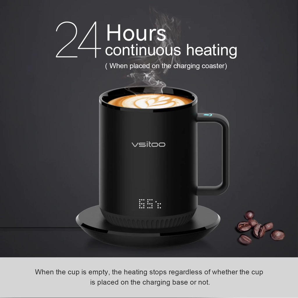 Black Self Heating Coffee Mug 10 oz with Lid P369