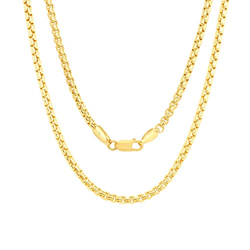 14k Yellow Gold 1.5mm Round Box Chain Venetian Link Pendant Necklace 16" 18" 20" 22" 24" 26" 28" 30" R99094