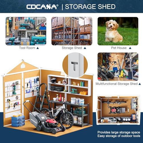 8x6 Feet Resin Storage Shed with Floor, Dove Grey F449