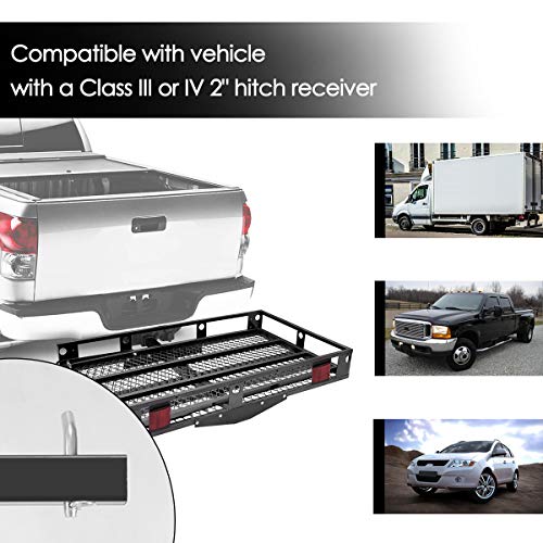 Heavy Duty Folding Hitch Cargo Carrier with Ramp, 500LBS Weight Capacity K446