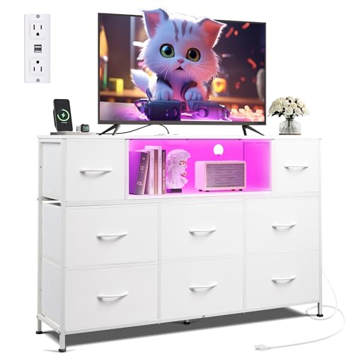 8 Drawer Fabric Dresser with LED Lights Q1778