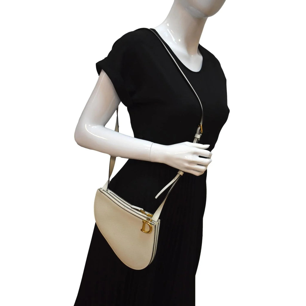 White Leather Crossbody Pouch Bag L936456
