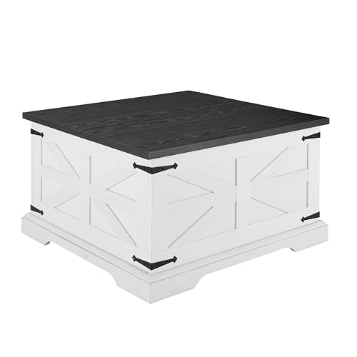 Farmhouse Lift Top Coffee Table, 31.5" Square Wood Center Table with Hidden Storage Compartment H1814